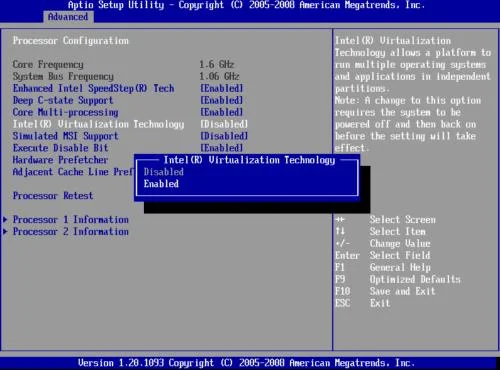 Windows: não é possível iniciar máquinas virtuais