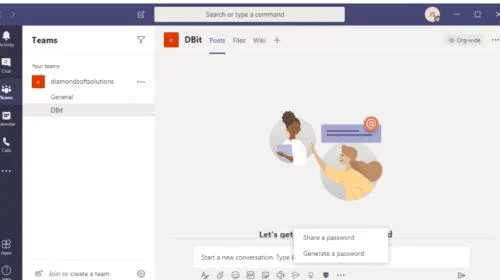 Microsoft 팀에 Dbit 암호 관리 통합