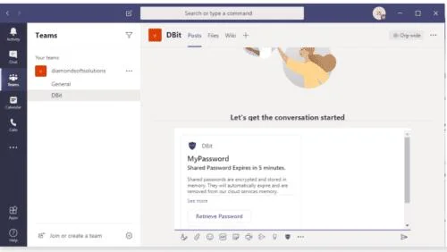 Microsoft 팀에 Dbit 암호 관리 통합