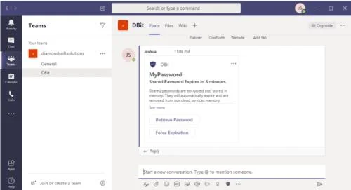 Microsoft 팀에 Dbit 암호 관리 통합