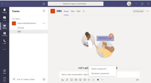 Microsoft 팀에 Dbit 암호 관리 통합