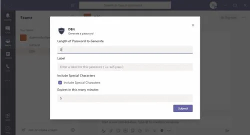 Microsoft 팀에 Dbit 암호 관리 통합