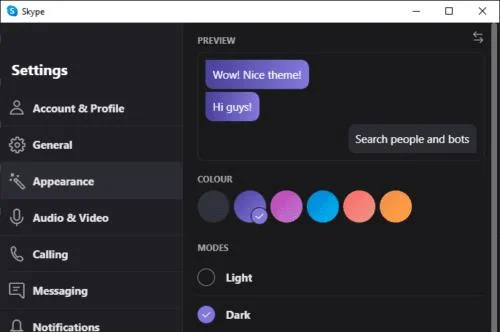 Skype for Windows：ダークモードを有効にする方法