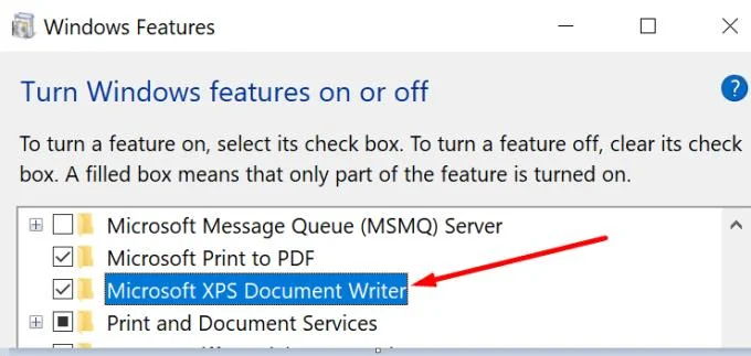 Reparar Microsoft XPS Writer que falta en Windows 10