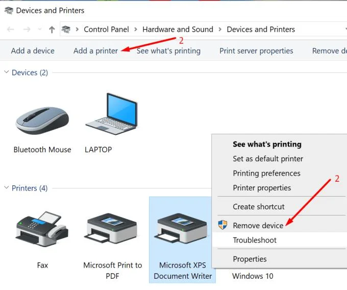 Reparar Microsoft XPS Writer que falta en Windows 10