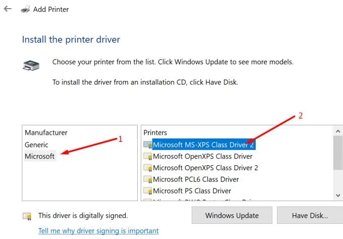 Reparar Microsoft XPS Writer que falta en Windows 10