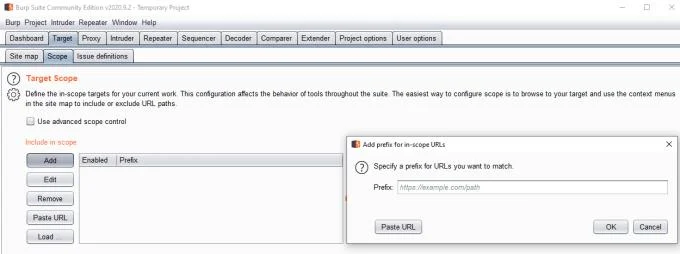 Jak dodać strony internetowe do zakresu docelowego pakietu Burp Suite?
