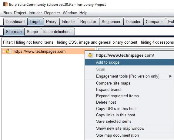 Jak dodać strony internetowe do zakresu docelowego pakietu Burp Suite?