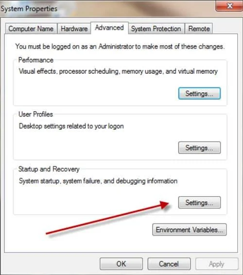 Tắt tự động khởi động lại khi hệ thống bị lỗi trong Windows 7 và 10