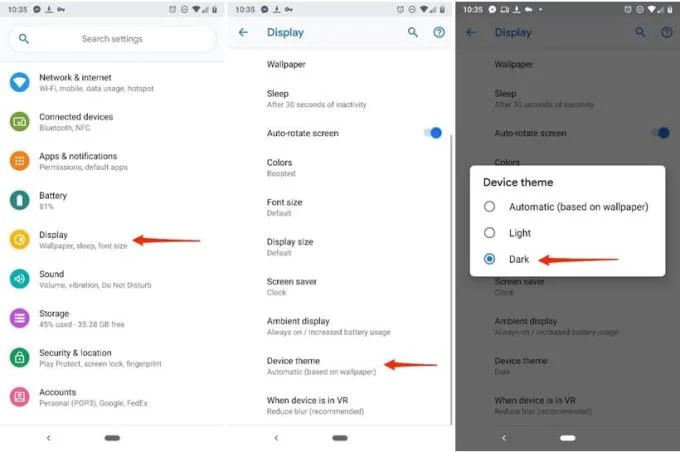 Hoe gebruik je de Android Pie Dark-modus?