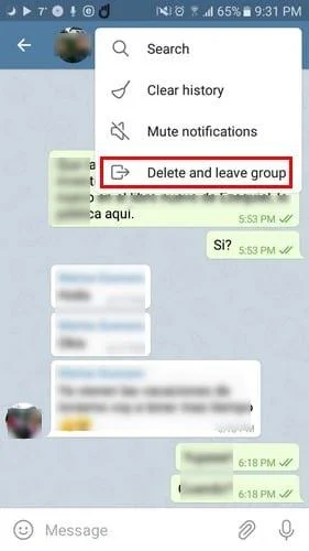 Opuść grupę w Telegramie