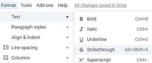 Googleドキュメントでテキストに線を引く方法