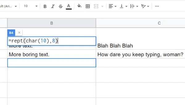 Google 表格：在單個單元格中添加多行文本