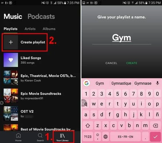 Creare una playlist Spotify su Android