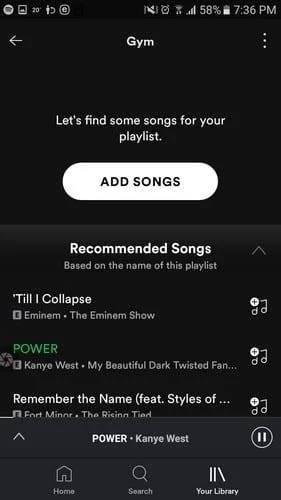 Aggiungere brani alla playlist Spotify