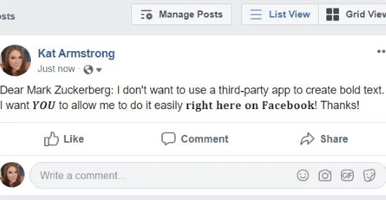 Jak zrobić pogrubiony tekst w statusie na Facebooku?