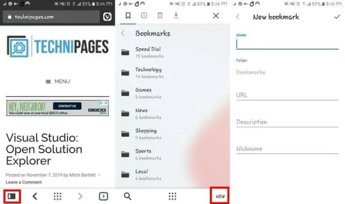 Hoe Vivaldi Browser op Android te gebruiken