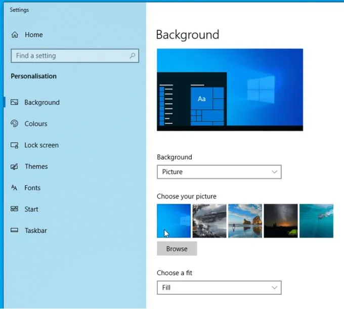 Windows 10: ตั้งค่าวอลเปเปอร์ที่แตกต่างกันสำหรับจอแสดงผลคู่