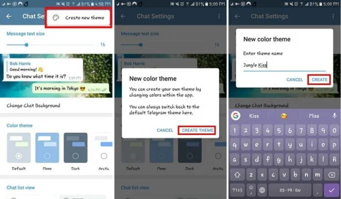 Hoe u uw eigen thema kunt maken in Telegram