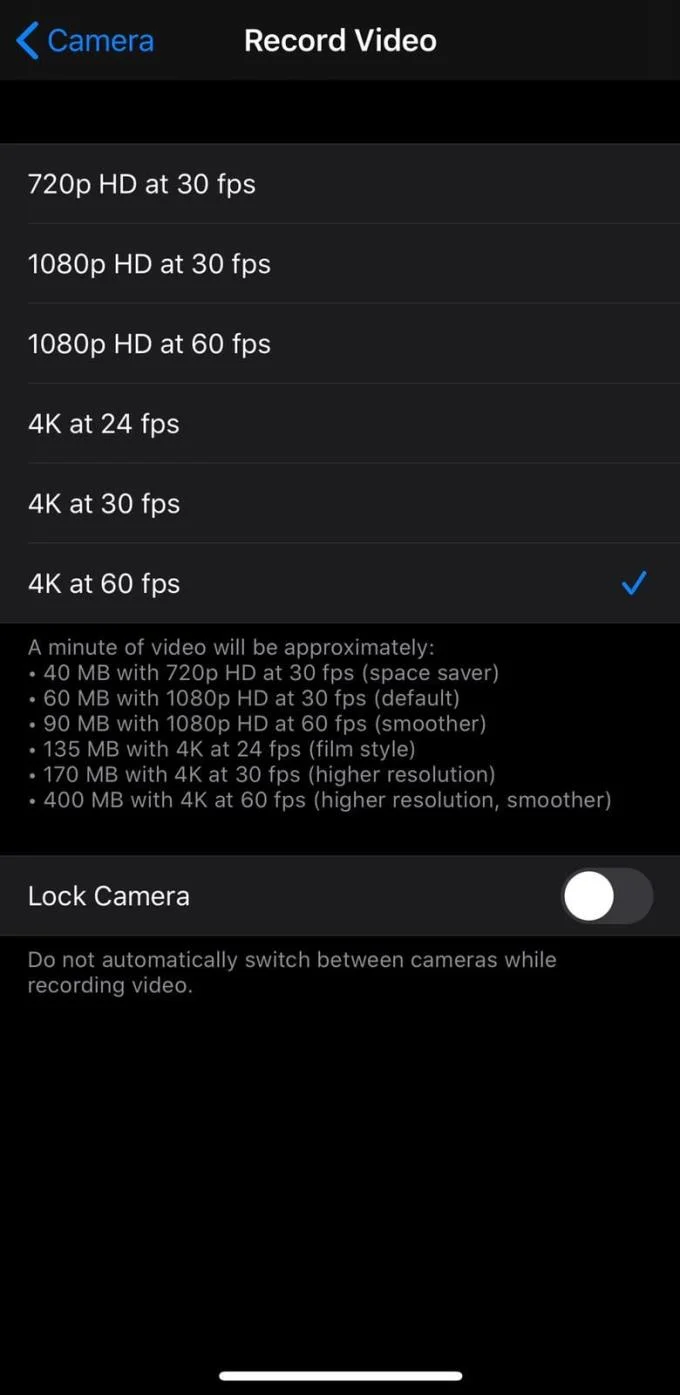 iPhone: Zmień rozdzielczość nagrywania wideo