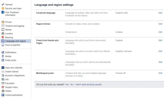 Facebook: mude suas configurações de idioma