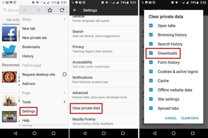Android-downloadgeschiedenis verwijderen