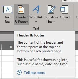 Excel：ヘッダーとフッターを追加する