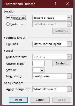 MS Word：如何插入腳註