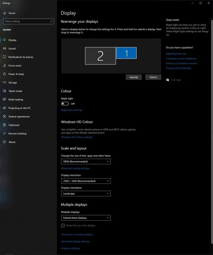 Windows 10：ディスプレイ設定を調整する