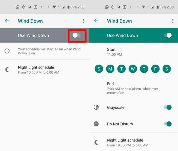 Een afbouwschema instellen in Android 9