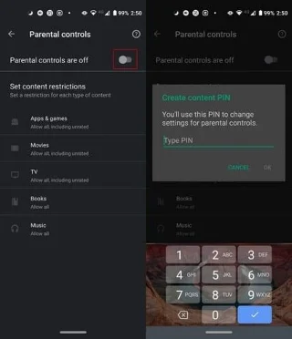 Ouderlijk toezicht instellen in Google Play