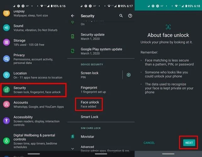 Androidでフェイスアンロックを使用する方法