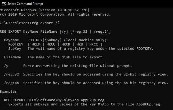 Windows 10 Nhập / Xuất Khóa sổ đăng ký từ dòng lệnh