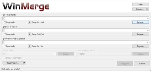 WinMerge 비교 폴더 선택