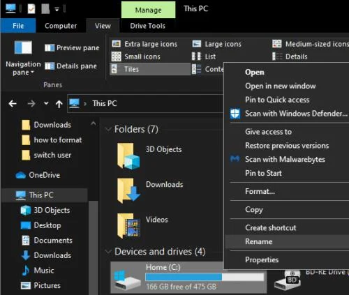 Windows 10: Cách đổi tên ổ cứng