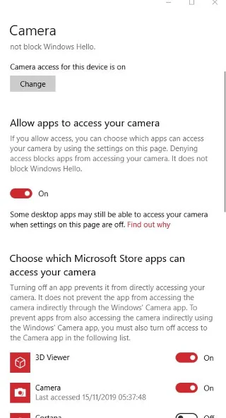 Windows 10: Bloquear aplicaciones para que no usen la cámara web
