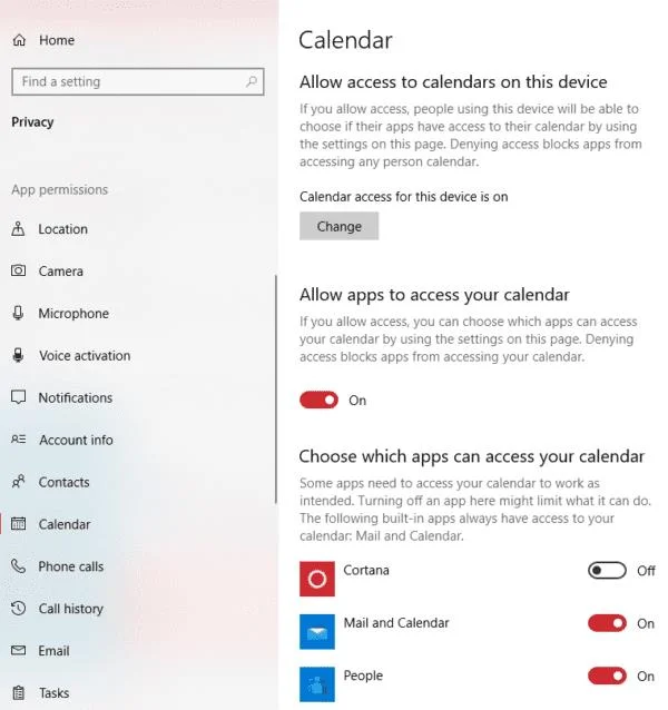 Windows 10: Chặn các ứng dụng truy cập vào lịch của bạn