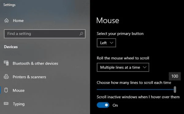 Windows 10: Zmień liczbę linii do przewijania