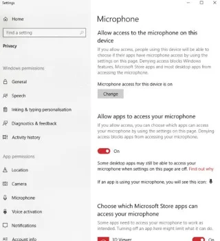 Windows 10: Chặn ứng dụng sử dụng micrô