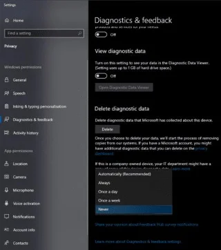 Windows 10: Định cấu hình tần suất bạn được yêu cầu phản hồi