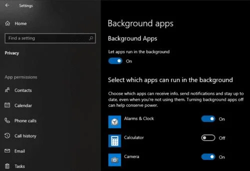 Windows 10：バックグラウンドで実行できるアプリを構成する