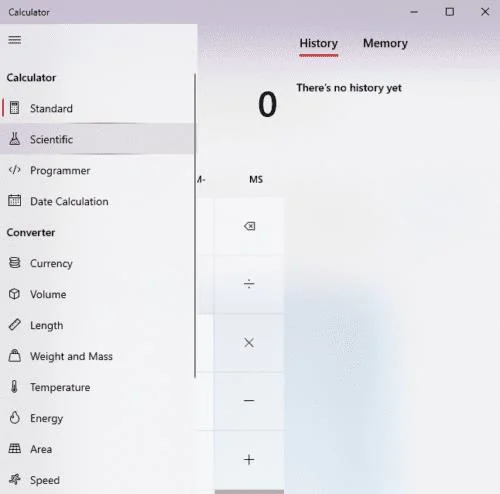 Windows 10: Cách chuyển sang Máy tính khoa học