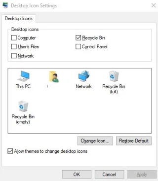 Windows 10: Cambiar el icono de la papelera de reciclaje