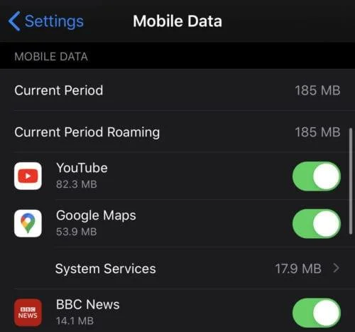 iPhone: gebruiksstatistieken voor mobiele data bekijken