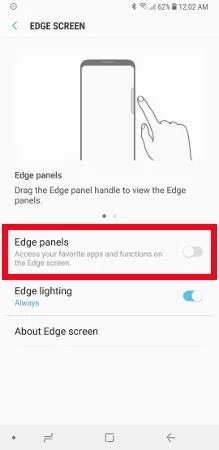 Galaxy Note8/S8: Włącz lub wyłącz kartę Szybkie menu