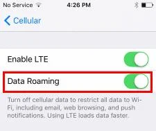 เปิดหรือปิด Data Roaming บน iPhone X หรือ 8