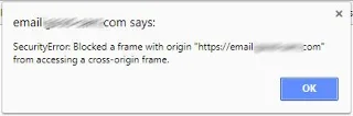 Google 크롬: "원점이 있는 프레임이 교차 원본 프레임에 액세스하지 못하도록 차단됨" 오류 우회