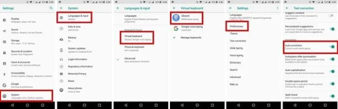 Hoe AutoCorrectie op een Moto G6 uit te schakelen