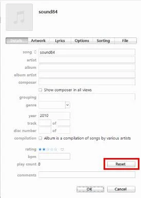 iTunes：如何重置播放次數