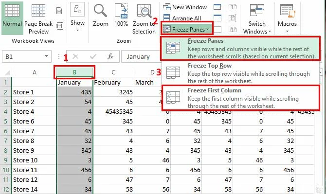 Zablokuj lub odblokuj okienka, kolumny i wiersze w Excel